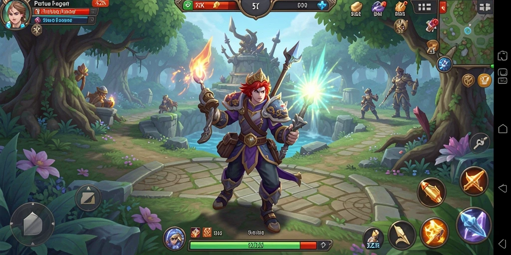 Screenshot gameplay 5ZK yang menampilkan pertarungan epik dan karakter menarik.