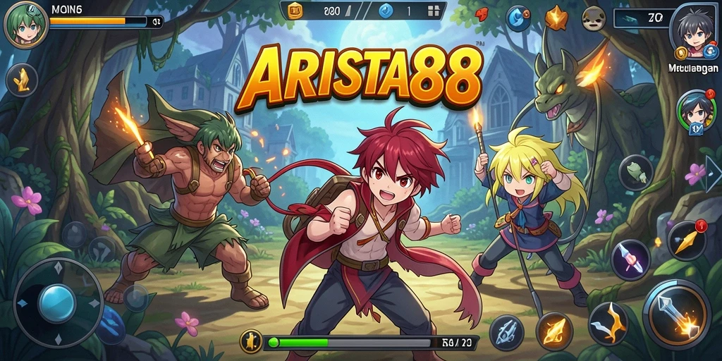 Screenshot ARISTA88 menampilkan aksi pertempuran yang seru dan karakter Anime yang menawan.