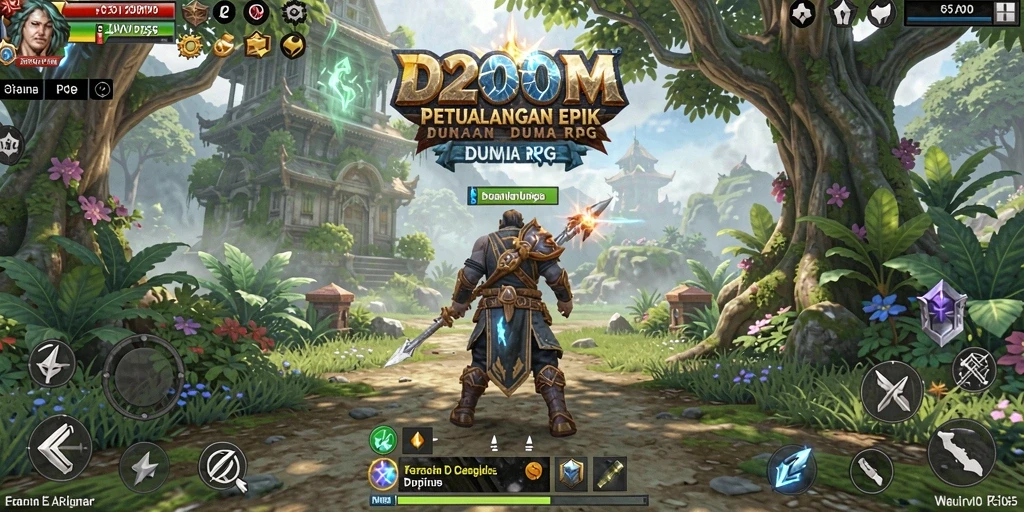 Screenshot D200M menampilkan aksi mendebarkan dalam pertarungan RPG.