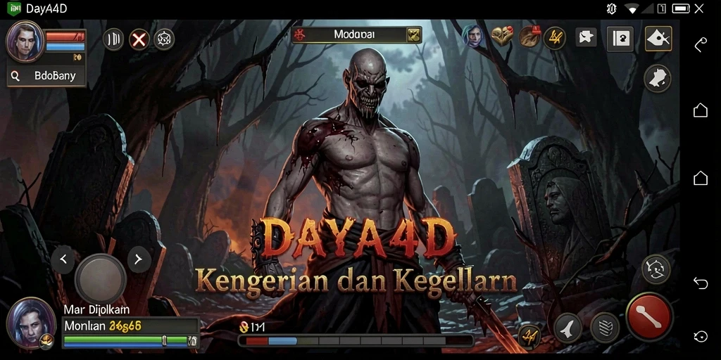 Screenshot utama menampilkan suasana menegangkan dalam permainan DAYA4D.