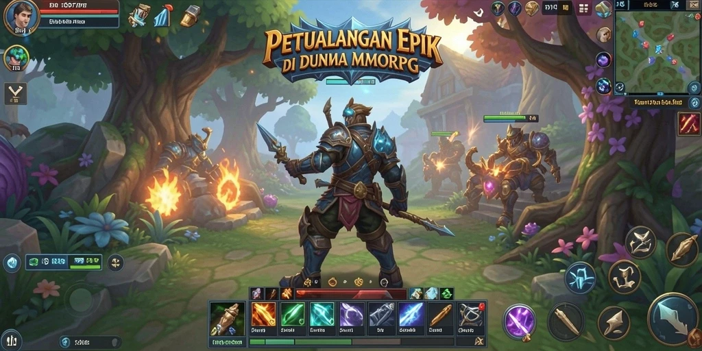 Menampilkan aksi seru dalam permainan MMORPG EOS77.