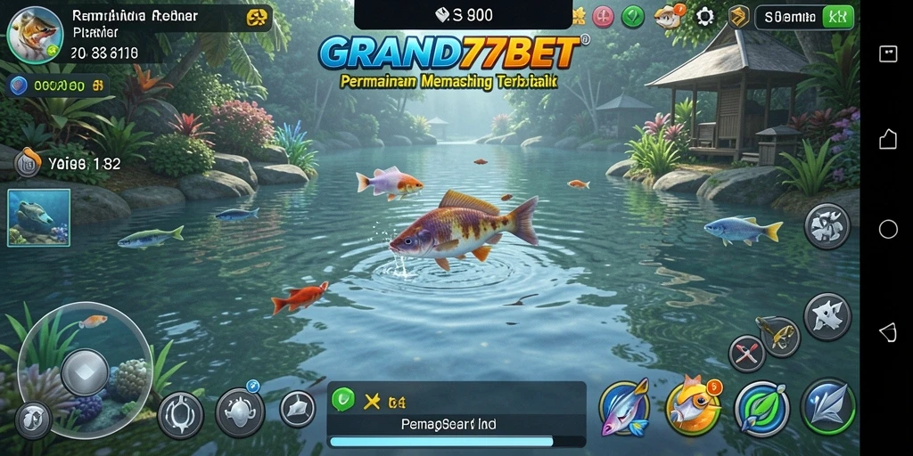 Tampilan gameplay memancing yang menarik di GRAND77BET.