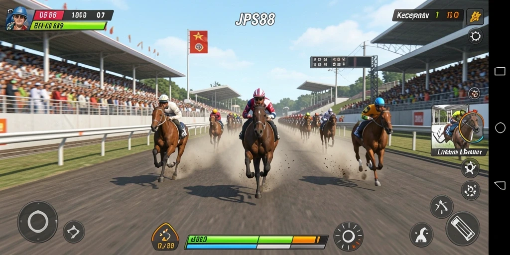 Gameplay JPS88 yang menegangkan saat balapan di lintasan.