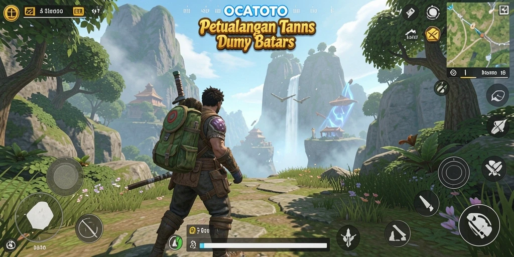 Screenshot gameplay OCATOTO menunjukkan petualangan mendebarkan di dunia terbuka.