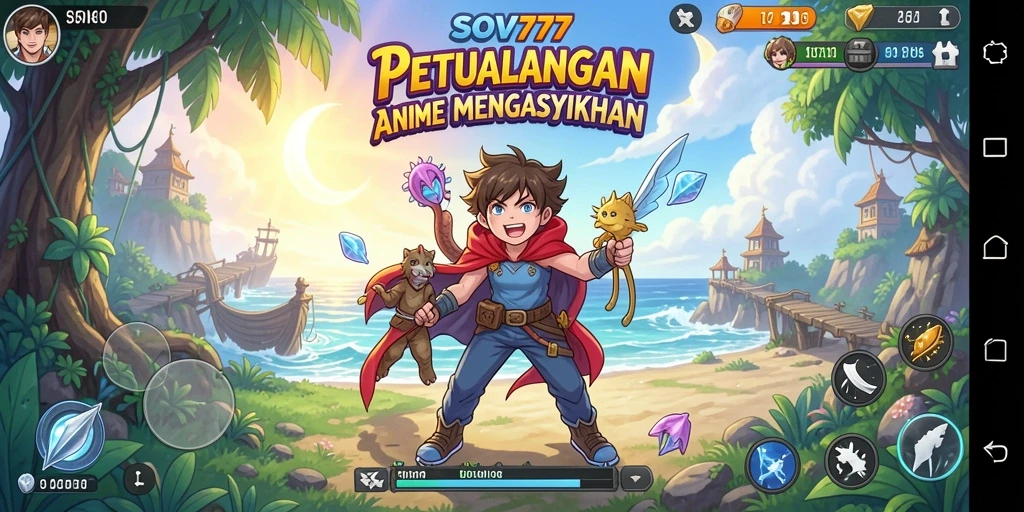 Tampilan gameplay SOV777 dengan karakter anime yang menarik.