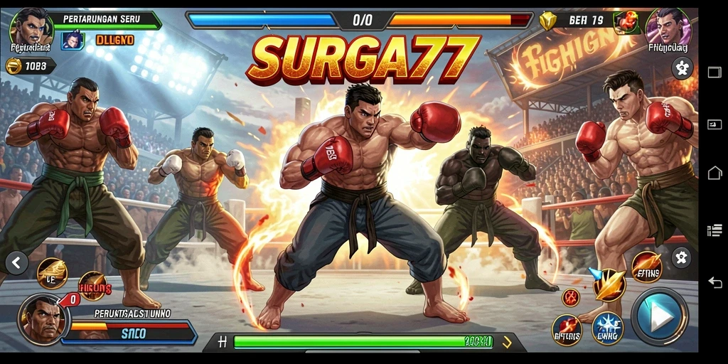 Tangkapan layar Gameplay pertarungan di SURGA77 yang mendebarkan.