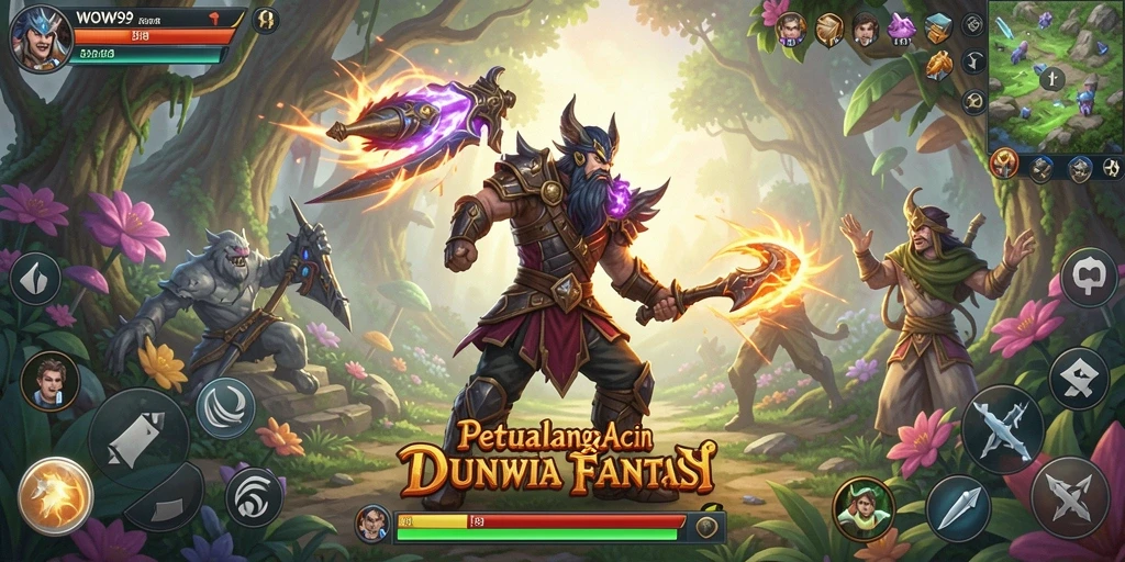 Screenshot WOW99 menunjukkan aksi seru dalam pertarungan ARPG.