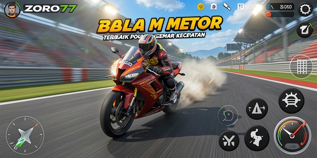 Tampilan gameplay seru dengan balapan motor cepat dan grafik menawan.